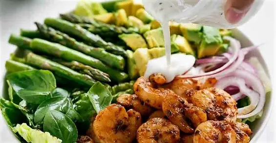 blackened shrimp avocado and asparagus salad