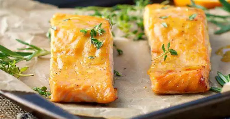 orange maple baked salmon