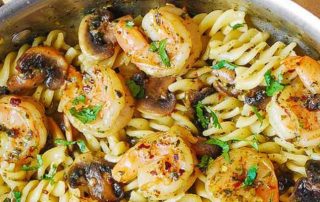 pesto shrimp mushroom pasta