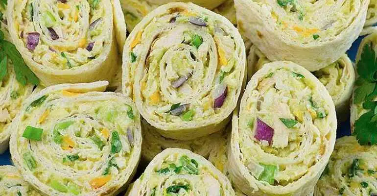 chicken avocado salad roll ups