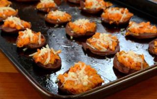 garlic butter & parmesan smashed sweet potatoes