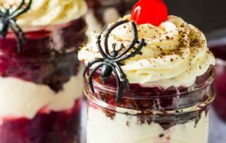 black forest brownie cheesecake trifles