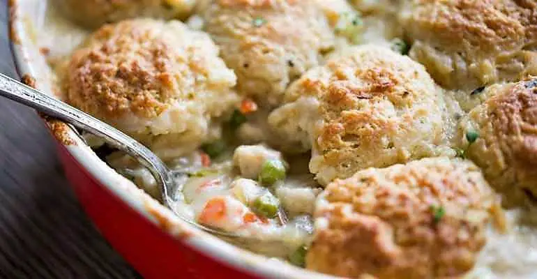 chicken pot pie with herb biscuits