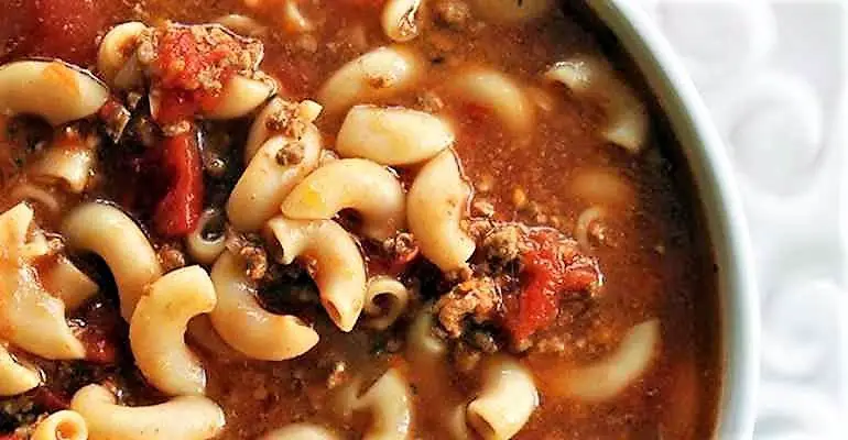 classic beef tomato macaroni soup