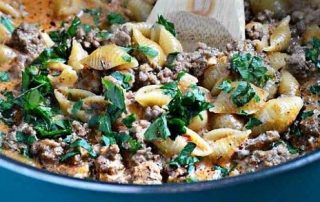 creamy one pot shells beef