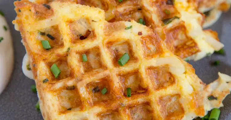 egg and cheese hashbrown waffles