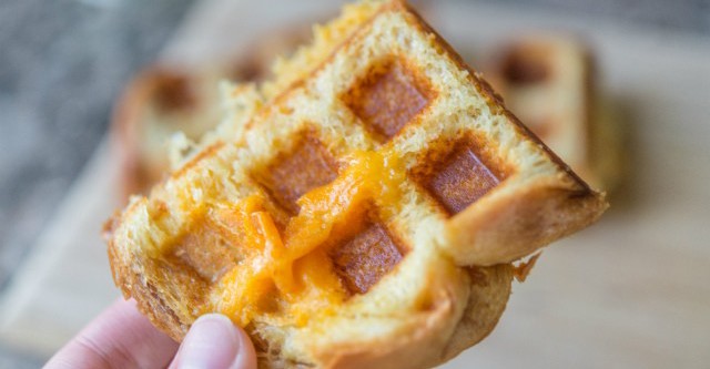 waffle iron grilled cheese