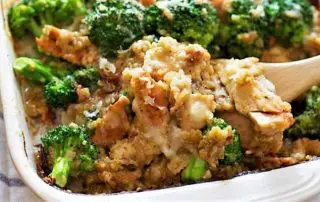creamy chicken quinoa broccoli casserole